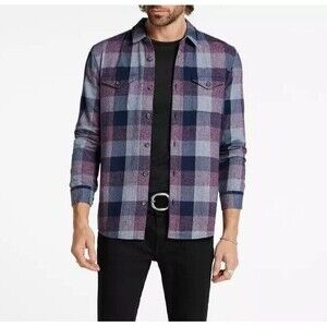 John Varvatos Dale Shirt Woven Cotton Long Sleeve Button Checkered Pristine XL
